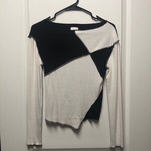 Women’s Small Color Block Asymmetrical Long Sleeve Shirt